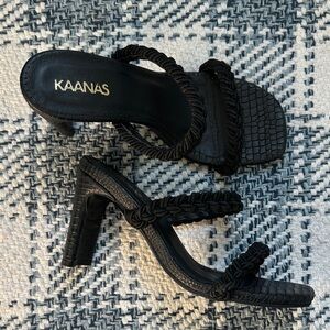 KAANAS Elegant Black Braided Heels